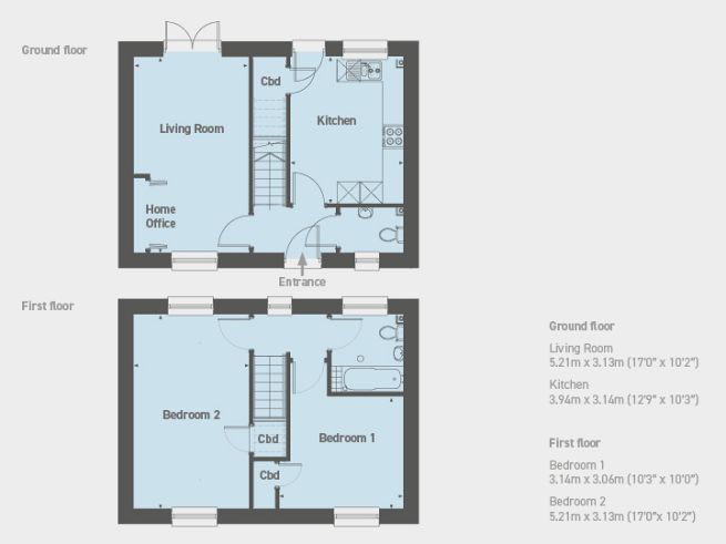 Floor plan 2 bedroom house - artist's  impression subject to change